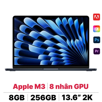 MacBook Air M3 13 inch 2024 8CPU 8GPU 16GB - 256GB sạc 30W | Chính hãng Apple Việt Nam